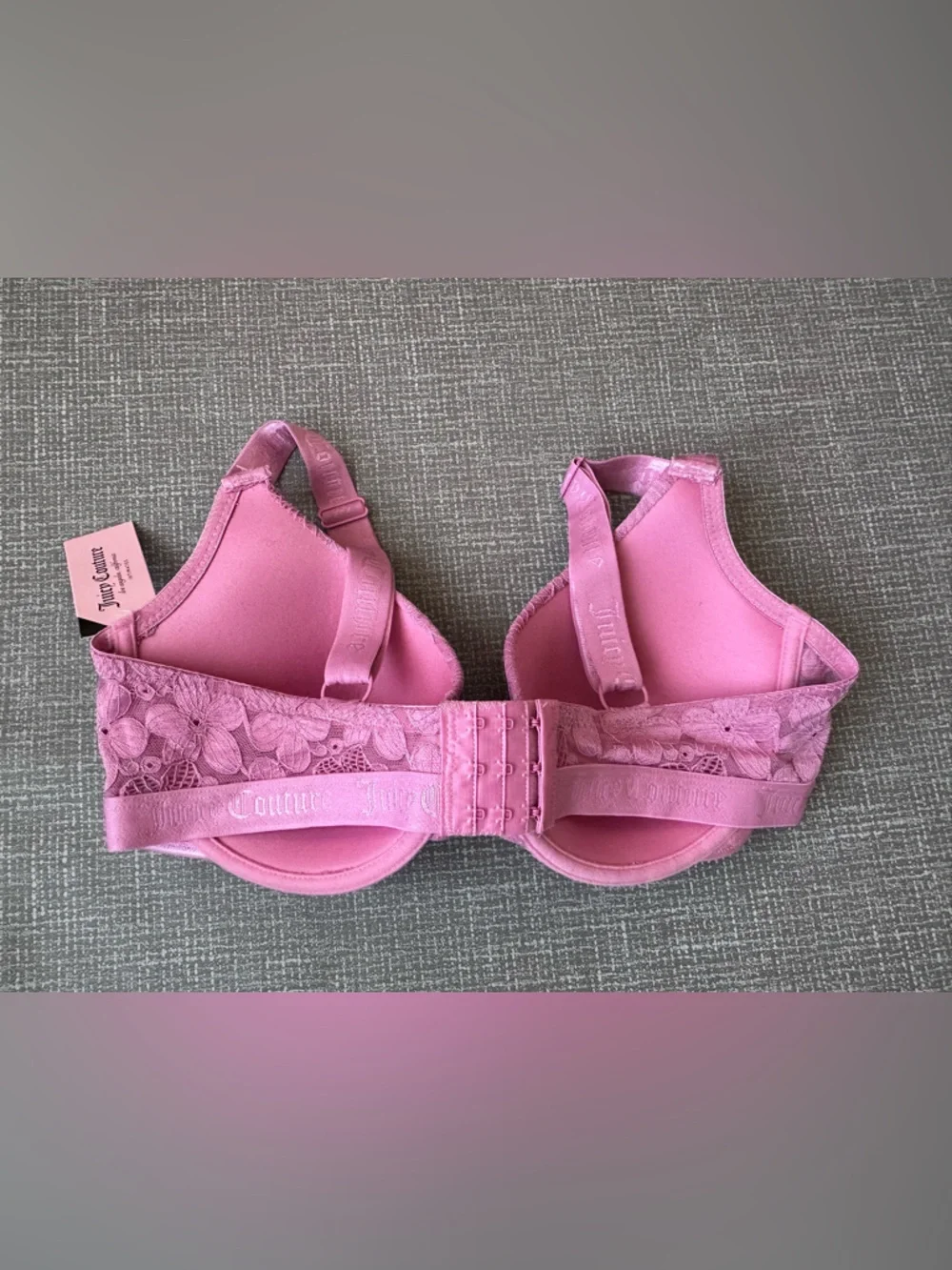 NWT Juicy Couture 38D Sexy T Shirt Bra Pink Lace Cashmere Rose